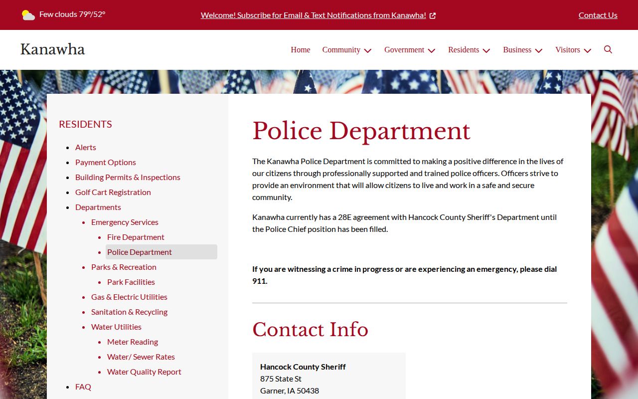 Kanawha police and Hancock County arrest records routing page